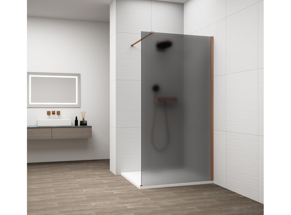 Polysan ESCA COPPER MATT jednodílná sprchová zástěna k instalaci ke stěně, kouřové matné sklo, 1200 mm ES1412-09