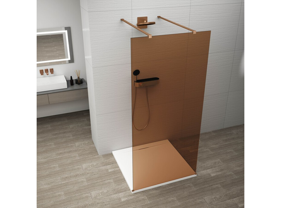 Polysan ESCA COPPER MATT jednodílná sprchová zástěna do prostoru, sklo Marron, 1000 mm ES1510-10