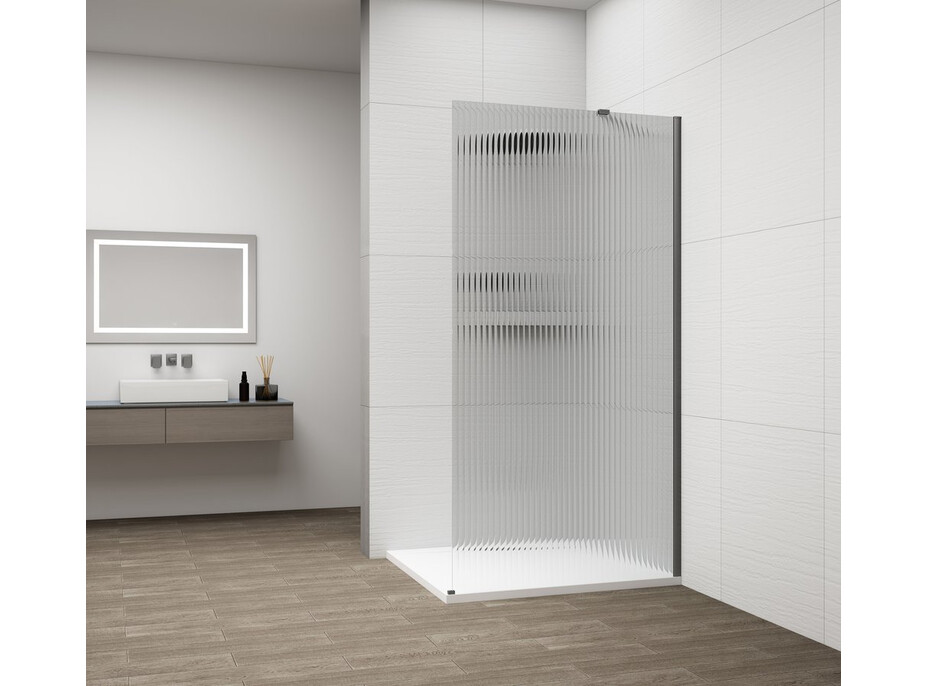 Polysan ESCA GUN METAL jednodílná sprchová zástěna k instalaci ke stěně, sklo Flute, 1000 mm ES1310-11