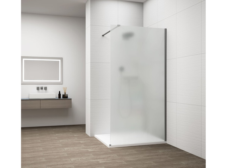 Polysan ESCA GUN METAL jednodílná sprchová zástěna k instalaci ke stěně, matné sklo, 1100 mm ES1111-11