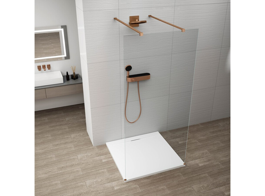 Polysan ESCA COPPER MATT jednodílná sprchová zástěna do prostoru, čiré sklo, 1500 mm ES1015-10