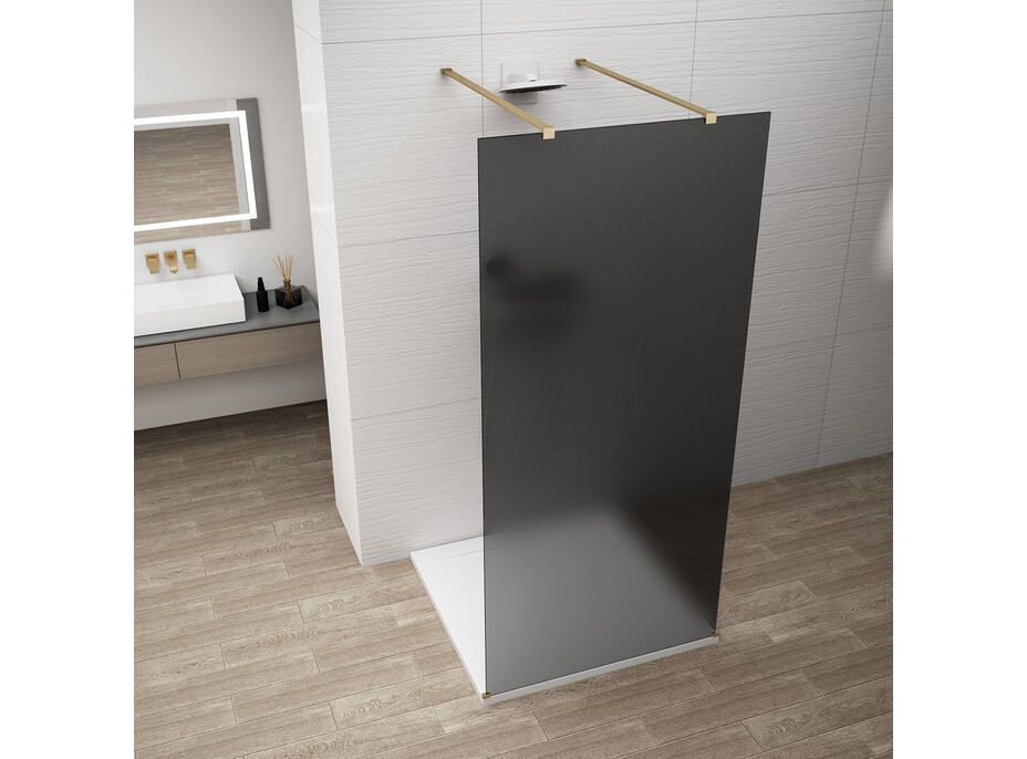 Polysan ESCA GOLD MATT jednodílná sprchová zástěna do prostoru, kouřové matné sklo, 1000 mm ES1410-08