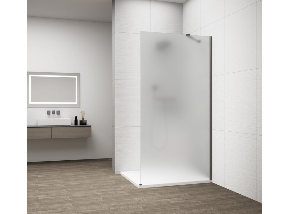 Polysan ESCA GUN METAL jednodílná sprchová zástěna k instalaci ke stěně, matné sklo, 700 mm ES1170-11