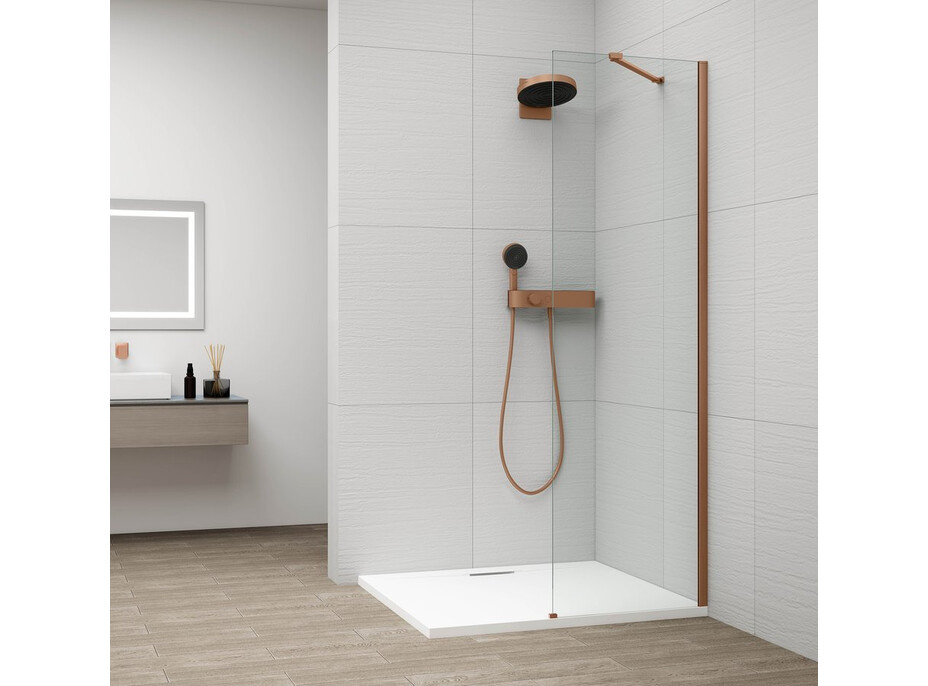Polysan ESCA COPPER MATT jednodílná sprchová zástěna k instalaci ke stěně, sklo čiré, 400 mm ES1040-09