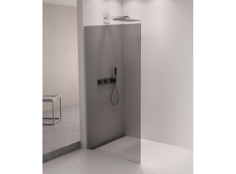 Polysan ARCHITEX sada pro uchycení skla podlaha-stěna se spádovou lištou, 1615x2105mm, levá, leštěný hliník AX2116L