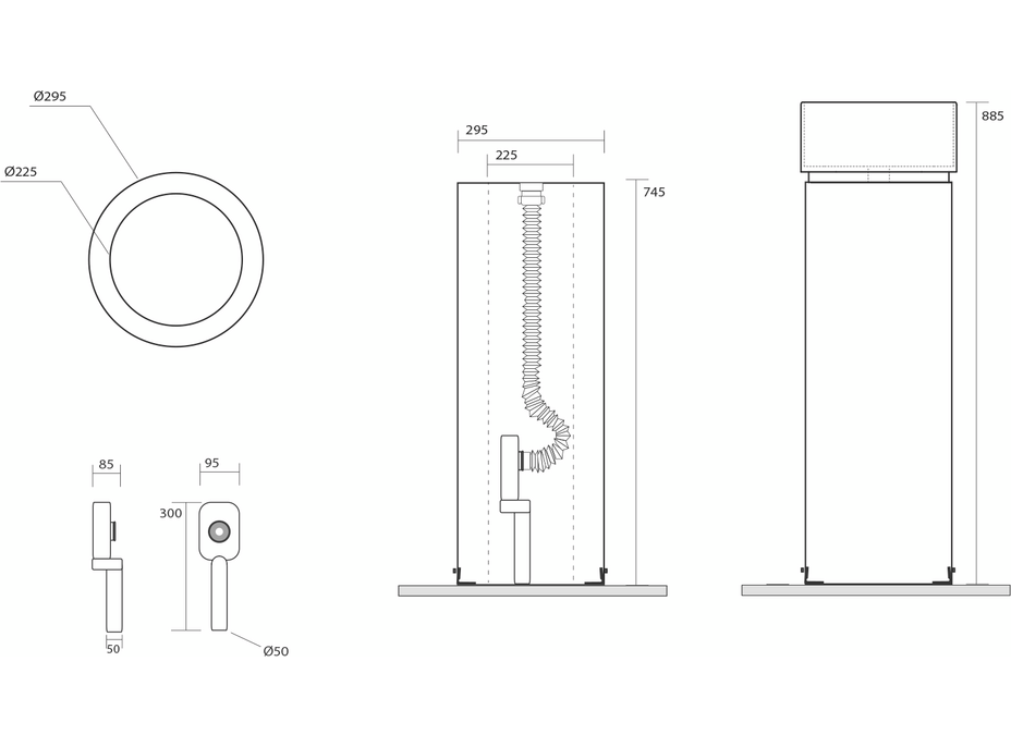 Kerasan OKE keramické umyvadlo volně stojící, průměr 30x88, 5cm, verde mat 554011-2