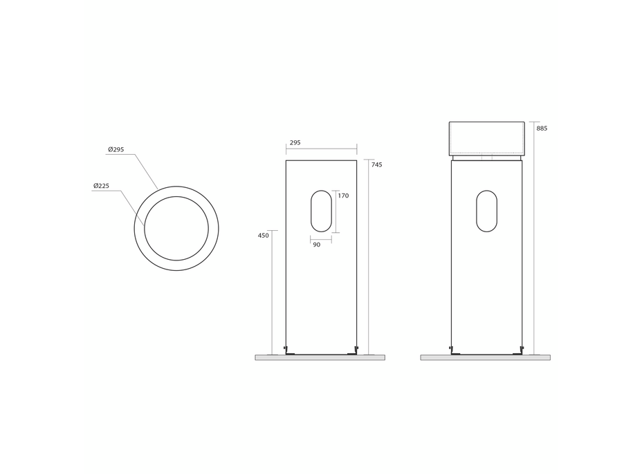 Kerasan OKE keramické umyvadlo ke stěně průměr 30x88, 5cm, černá mat 554031-1