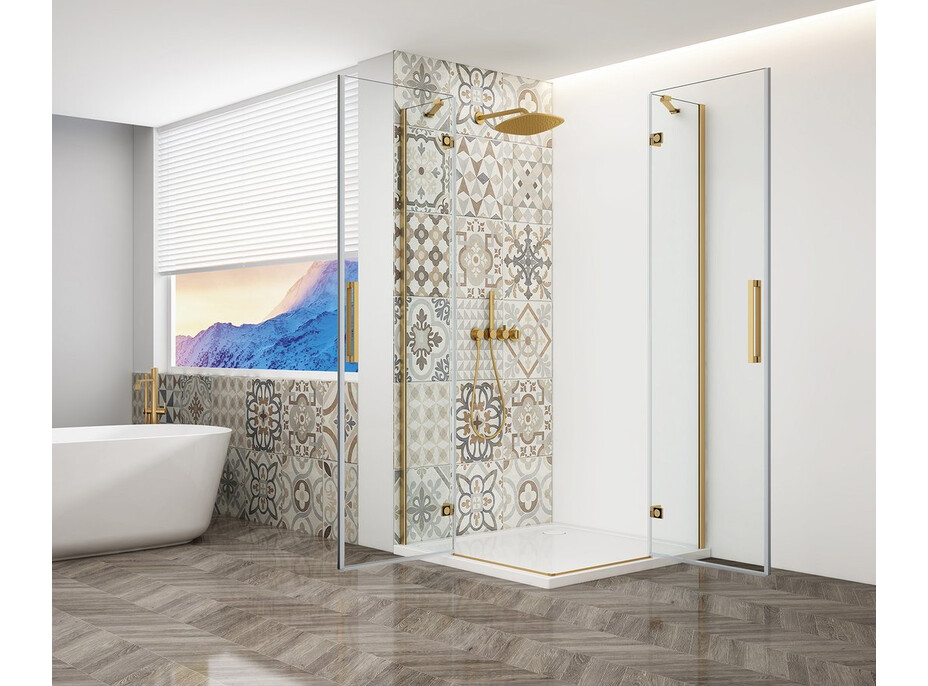 Gelco TRINITY GOLD MATT obdélníkový sprchový kout 1100x1000mm, rohový vstup, čiré sklo GT2210-11C-G