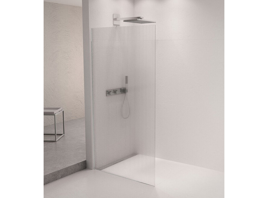 Polysan ARCHITEX sada pro uchycení skla podlaha-stěna se spádovou lištou, 1615x2105mm, levá, leštěný hliník AX2116L