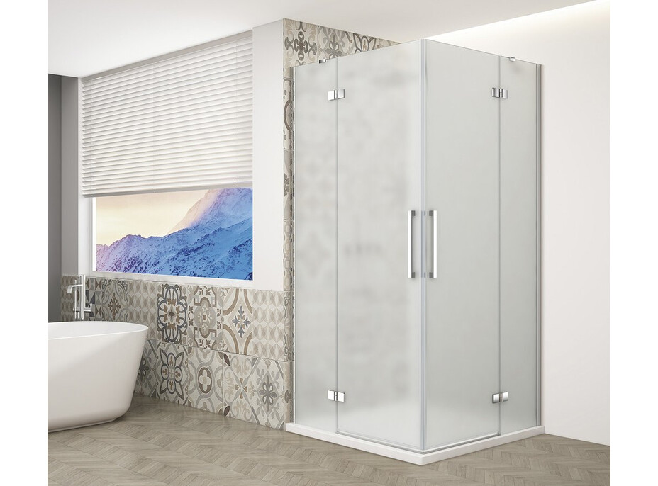 Gelco TRINITY CHROME obdélníkový sprchový kout 1200x1100mm, rohový vstup, matné sklo GT2211-12M-CH