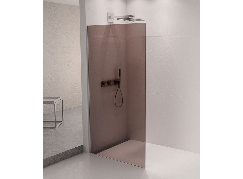 Polysan ARCHITEX sada pro uchycení skla podlaha-stěna se spádovou lištou, 1615x2105mm, levá, leštěný hliník AX2116L