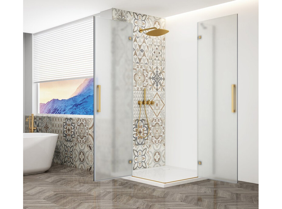 Gelco TRINITY GOLD MATT obdélníkový sprchový kout 1200x1100mm, rohový vstup, matné sklo GT2211-12M-G