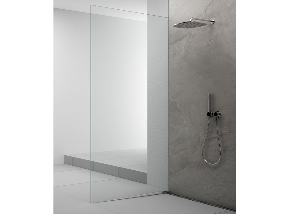 Polysan ARCHITEX sada pro uchycení skla podlaha-stěna se spádovou lištou, 1615x2105mm, levá, leštěný hliník AX2116L