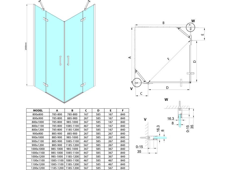 Gelco TRINITY GOLD MATT obdélníkový sprchový kout 1200x900mm, rohový vstup, čiré sklo GT2290-12C-G
