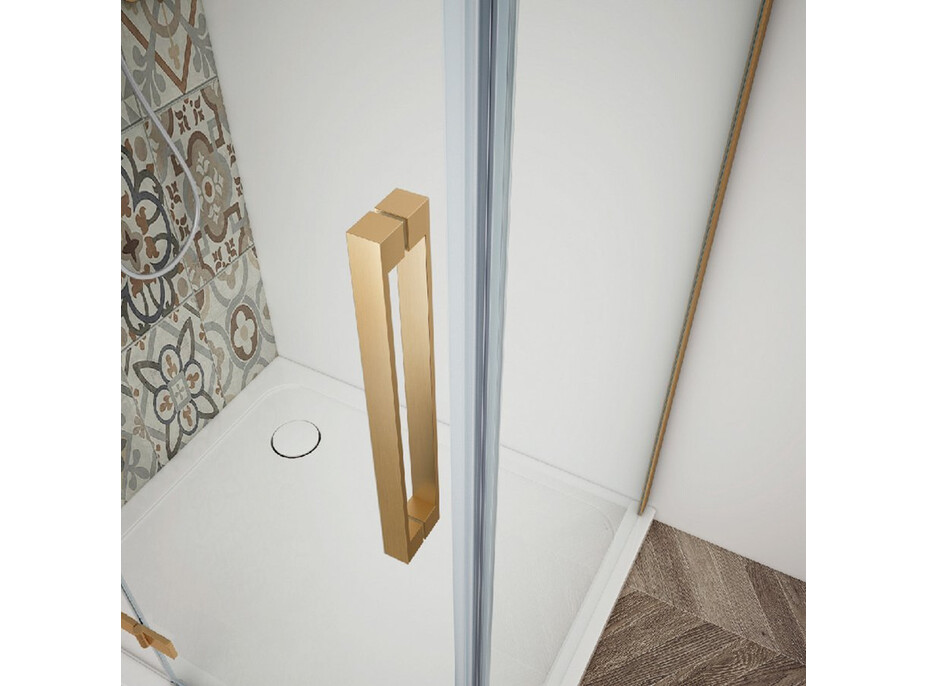 Gelco TRINITY GOLD MATT čtvercový sprchový kout 900x900mm, rohový vstup, čiré sklo GT2290-90C-G