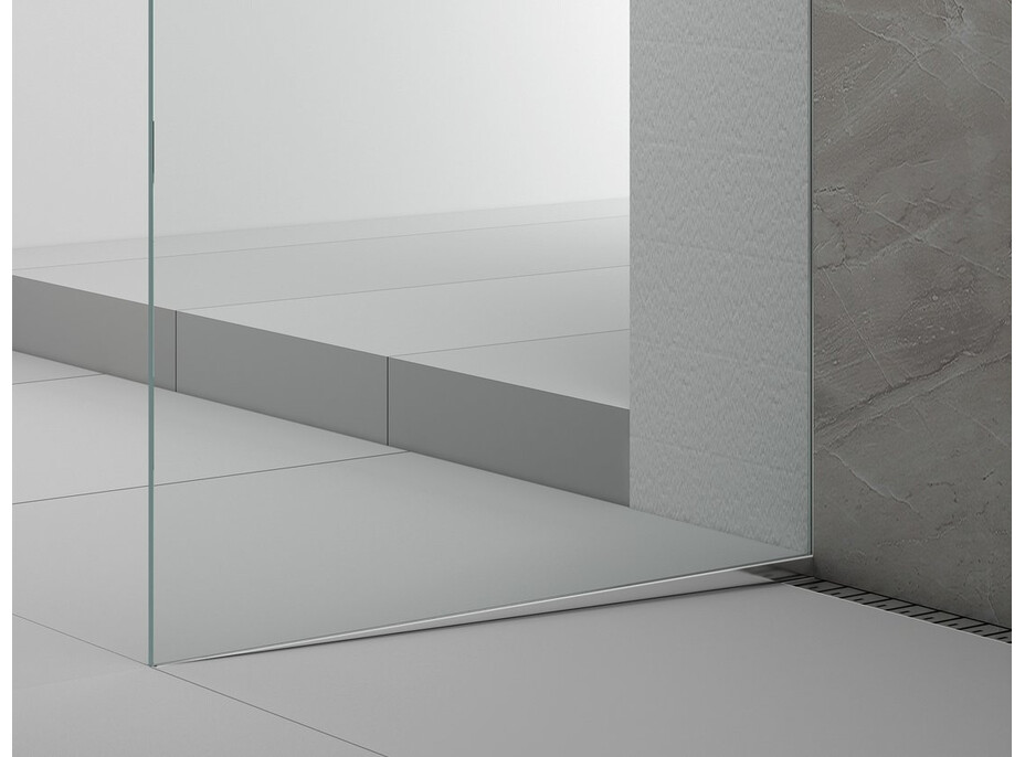 Polysan ARCHITEX sada pro uchycení skla podlaha-stěna se spádovou lištou, 1615x2105mm, levá, leštěný hliník AX2116L
