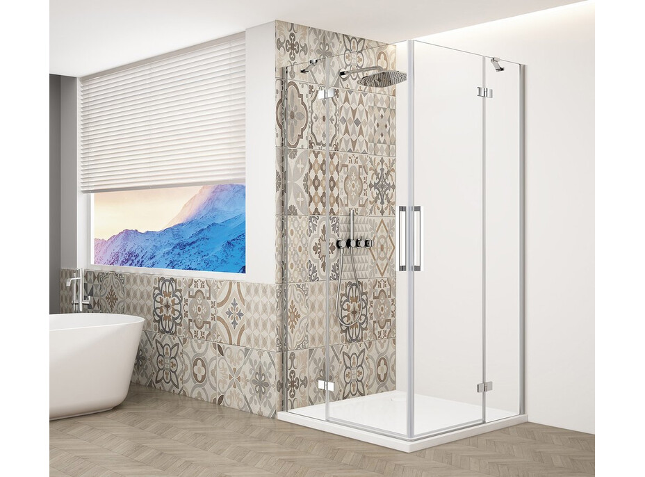 Gelco TRINITY CHROME obdélníkový sprchový kout 1200x900mm, rohový vstup, čiré sklo GT2290-12C-CH