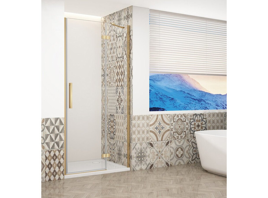 Gelco TRINITY GOLD MATT sprchové dveře do niky 900mm, čiré sklo, pravé GT1290CR-G