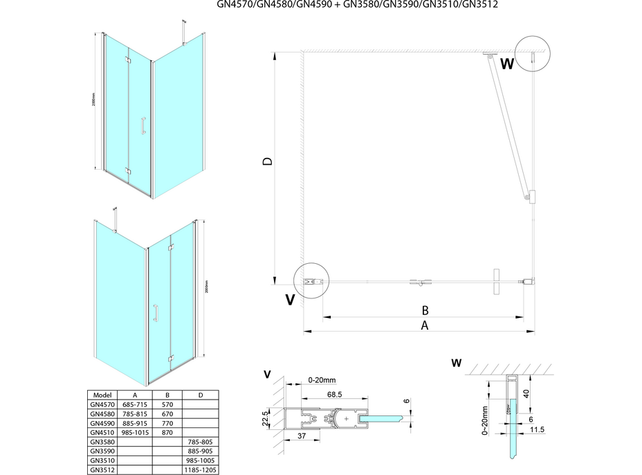 Gelco LORO čtvercový sprchový kout 1000x1000mm GN4510-04
