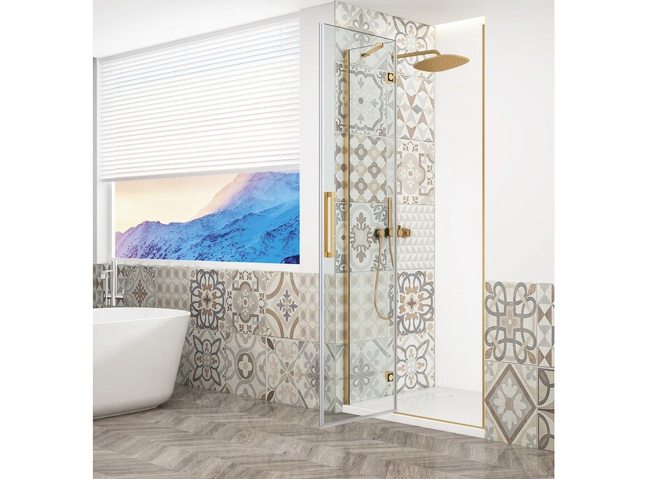 Gelco TRINITY GOLD MATT sprchové dveře do niky 800mm, čiré sklo, levé GT1280CL-G