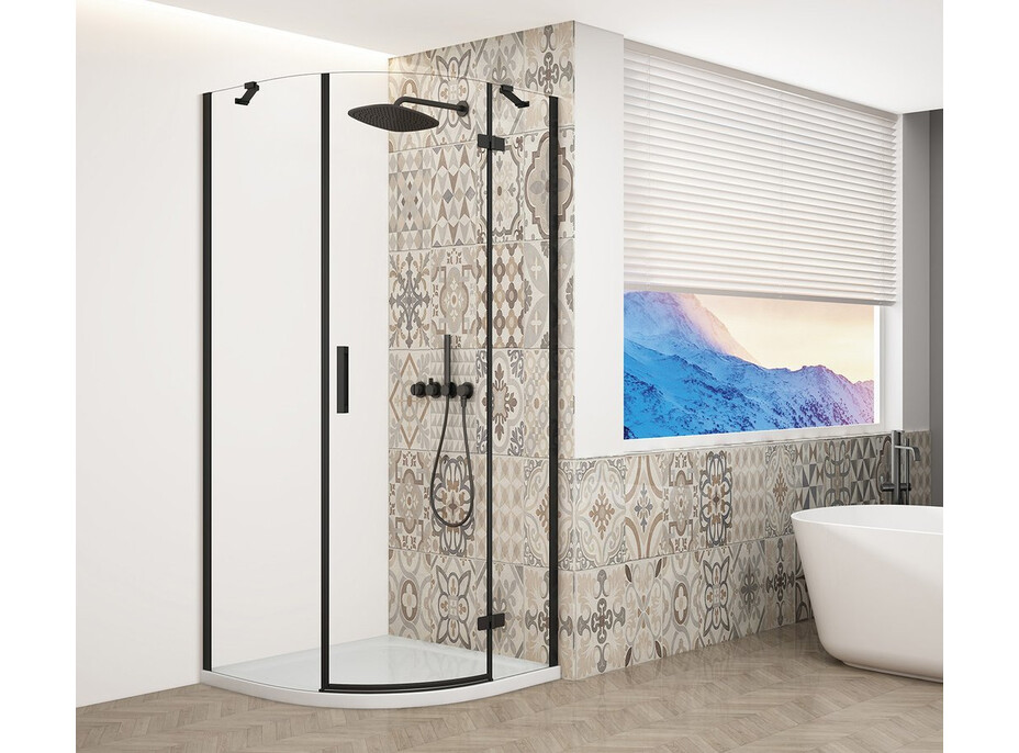 Gelco TRINITY BLACK čtvrtkruhový sprchový kout 900x900mm, čiré sklo, pravé GT6590CR-B