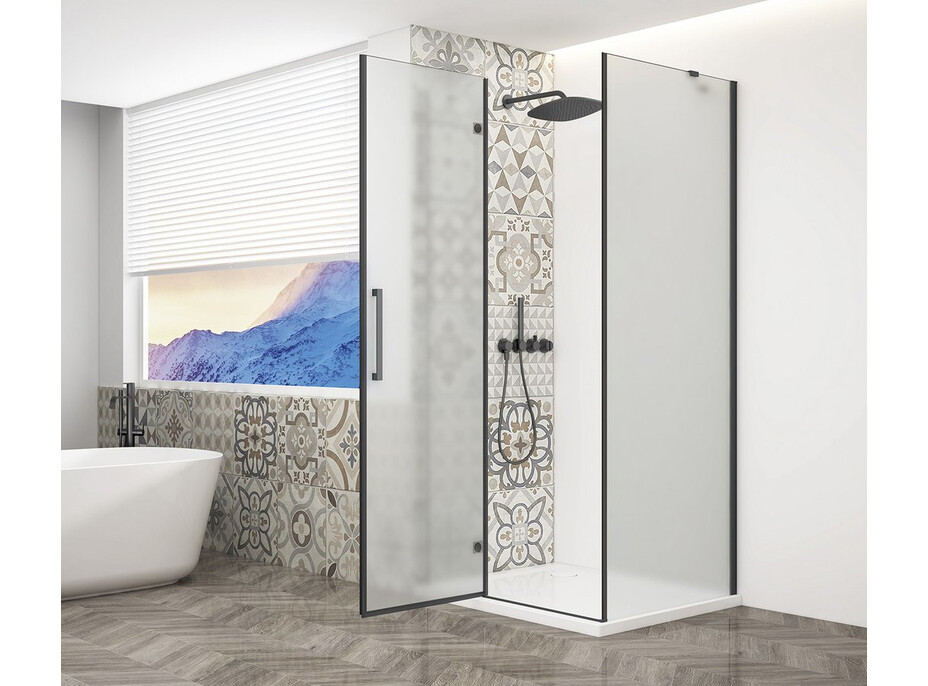 Gelco TRINITY BLACK obdélníkový sprchový kout 1100x800mm, matné sklo, levé GT5680-11ML-B