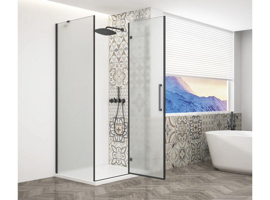 Gelco TRINITY BLACK obdélníkový sprchový kout 1100x900mm, matné sklo, pravé GT5690-11MR-B