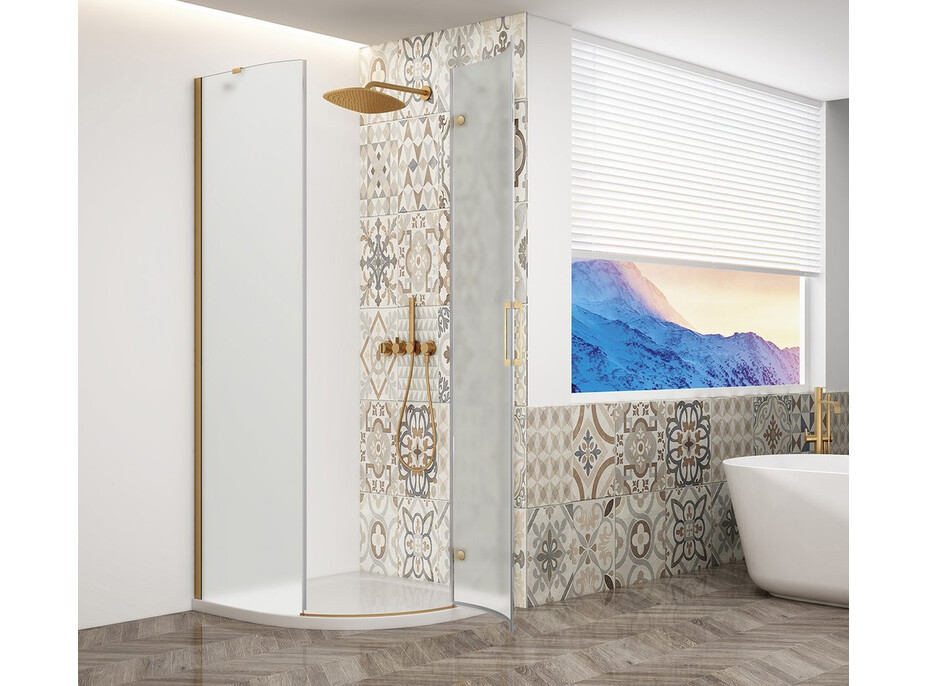 Gelco TRINITY GOLD MATT čtvrtkruhový sprchový kout 900x900mm, matné sklo, pravé GT6590MR-G