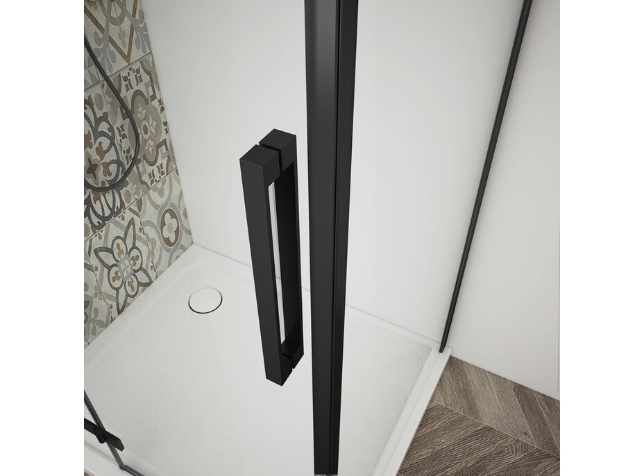 Gelco TRINITY BLACK čtvercový sprchový kout 800x800mm, matné sklo, levé GT5680-80ML-B