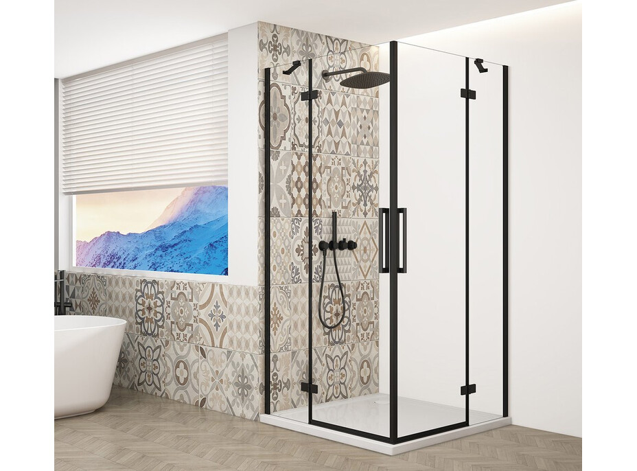 Gelco TRINITY BLACK čtvercový sprchový kout 900x900mm, rohový vstup, čiré sklo GT2290-90C-B
