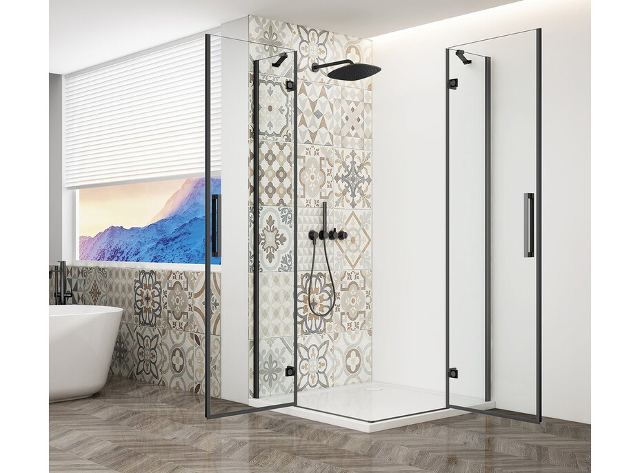 Gelco TRINITY BLACK čtvercový sprchový kout 900x900mm, rohový vstup, čiré sklo GT2290-90C-B