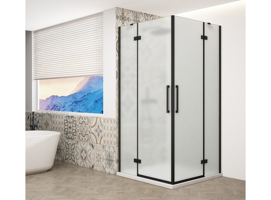 Gelco TRINITY BLACK obdélníkový sprchový kout 1100x900mm, rohový vstup, matné sklo GT2290-11M-B