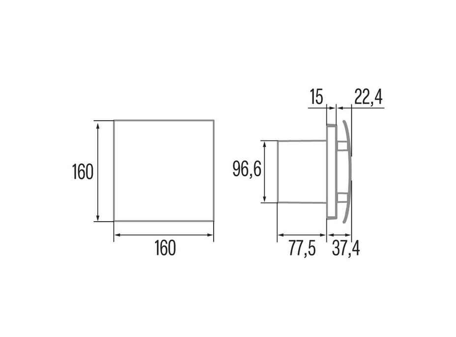 Cata SILENTIS UC 10 koupelnový ventilátor axiální, 8W, potrubí 100mm, černá 01222000