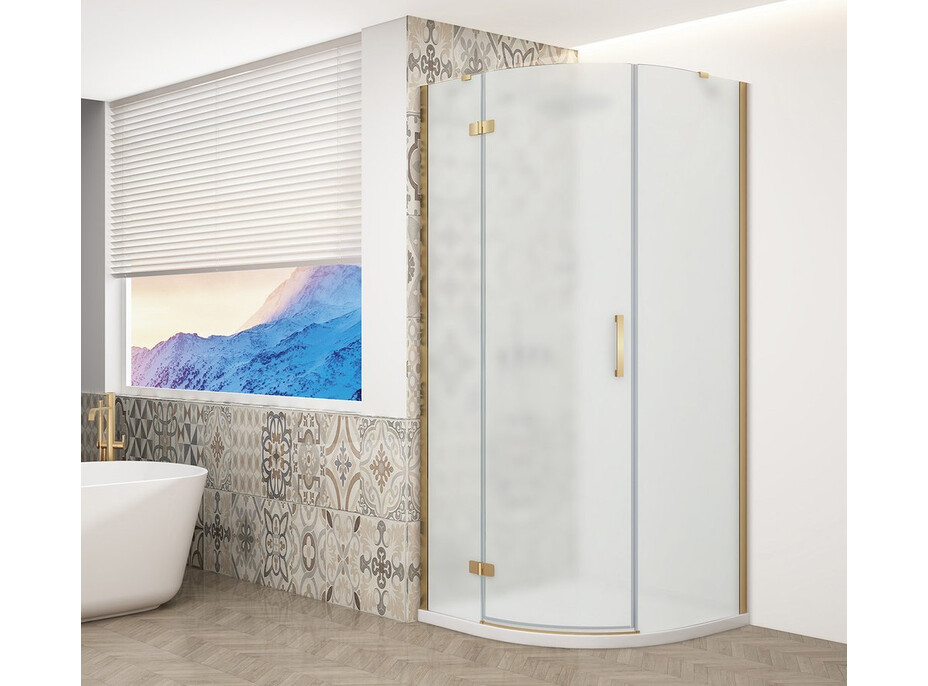 Gelco TRINITY GOLD MATT čtvrtkruhový sprchový kout 900x900mm, matné sklo, levé GT6590ML-G