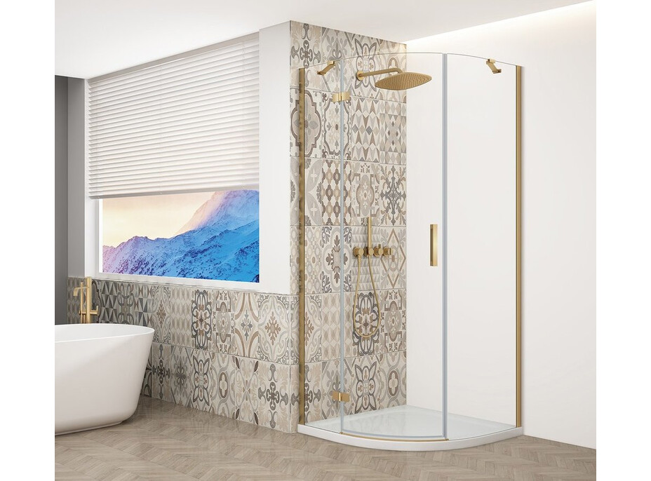 Gelco TRINITY GOLD MATT čtvrtkruhový sprchový kout 900x900mm, čiré sklo, levé GT6590CL-G