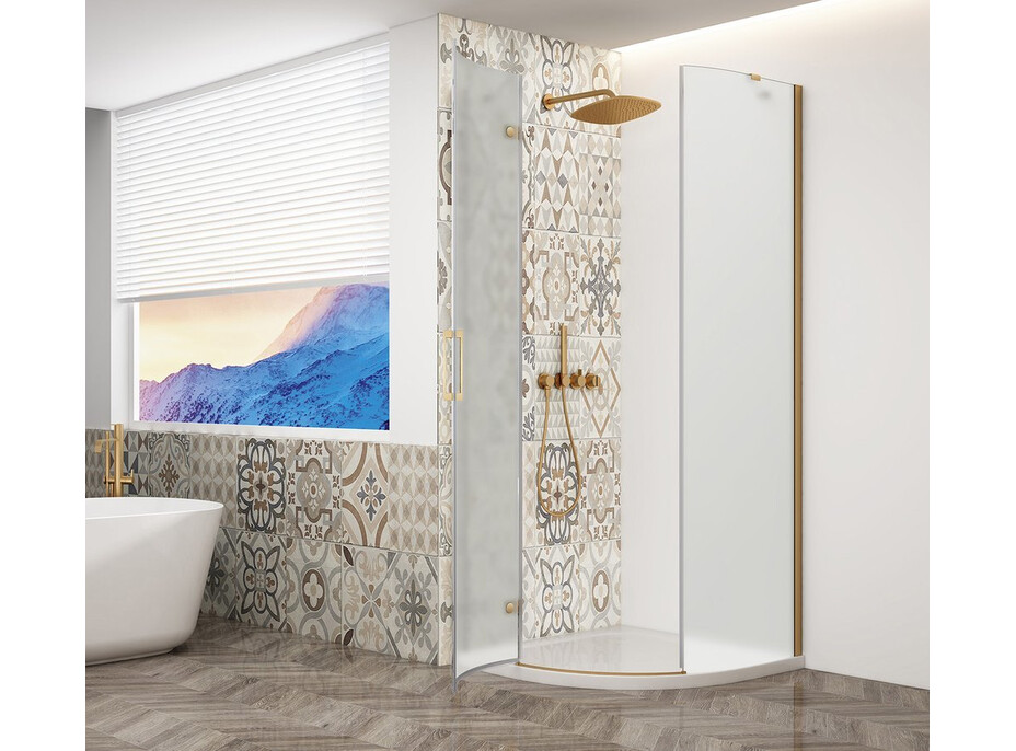 Gelco TRINITY GOLD MATT čtvrtkruhový sprchový kout 900x900mm, matné sklo, levé GT6590ML-G