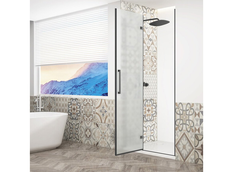 Gelco TRINITY BLACK sprchové dveře do niky 800mm, matné sklo, levé GT1280ML-B