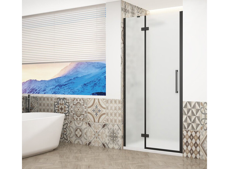 Gelco TRINITY BLACK sprchové dveře do niky 800mm, matné sklo, levé GT1280ML-B