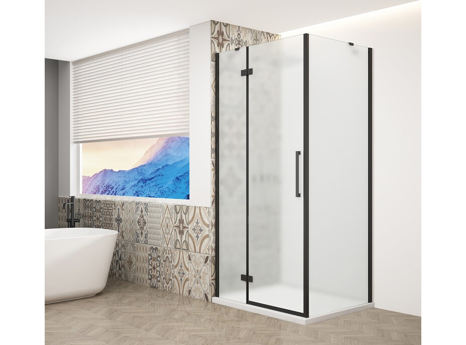 Gelco TRINITY BLACK obdélníkový sprchový kout 900x1000mm, matné sklo, levé GT5610-90ML-B