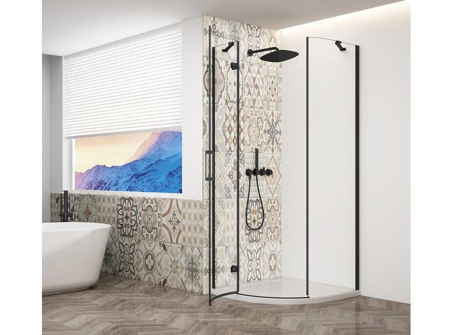Gelco TRINITY BLACK čtvrtkruhový sprchový kout 900x900mm, čiré sklo, levé GT6590CL-B
