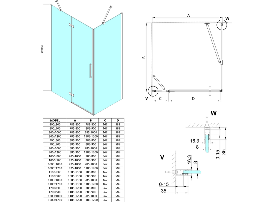 Gelco TRINITY CHROME obdélníkový sprchový kout 1100x1000mm, čiré sklo, pravé GT5610-11CR-CH
