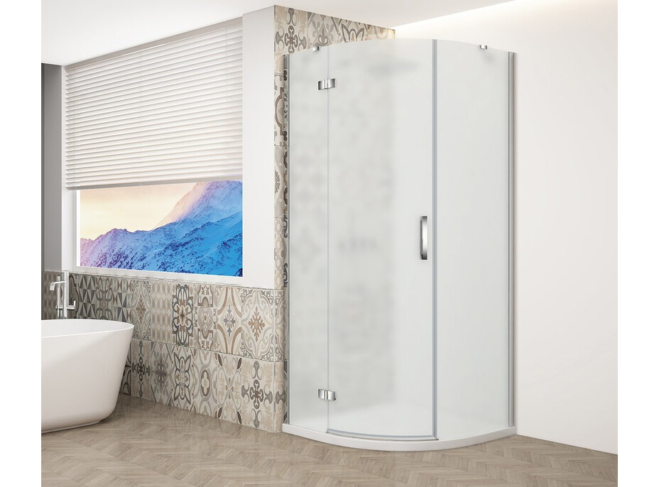 Gelco TRINITY CHROME čtvrtkruhový sprchový kout 900x900mm, matné sklo, levé GT6590ML-CH
