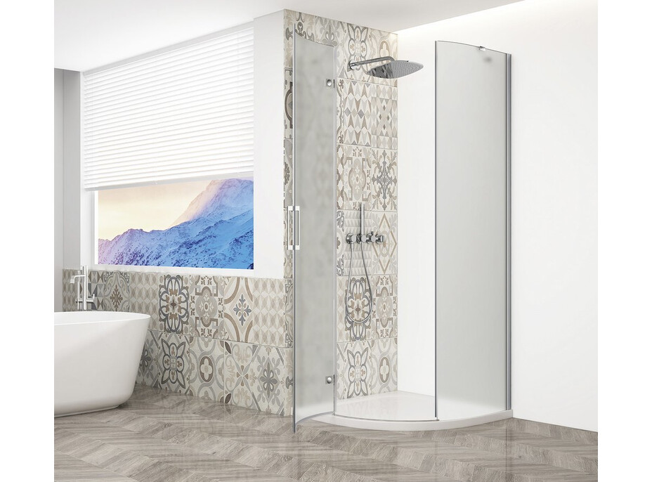 Gelco TRINITY CHROME čtvrtkruhový sprchový kout 900x900mm, matné sklo, levé GT6590ML-CH