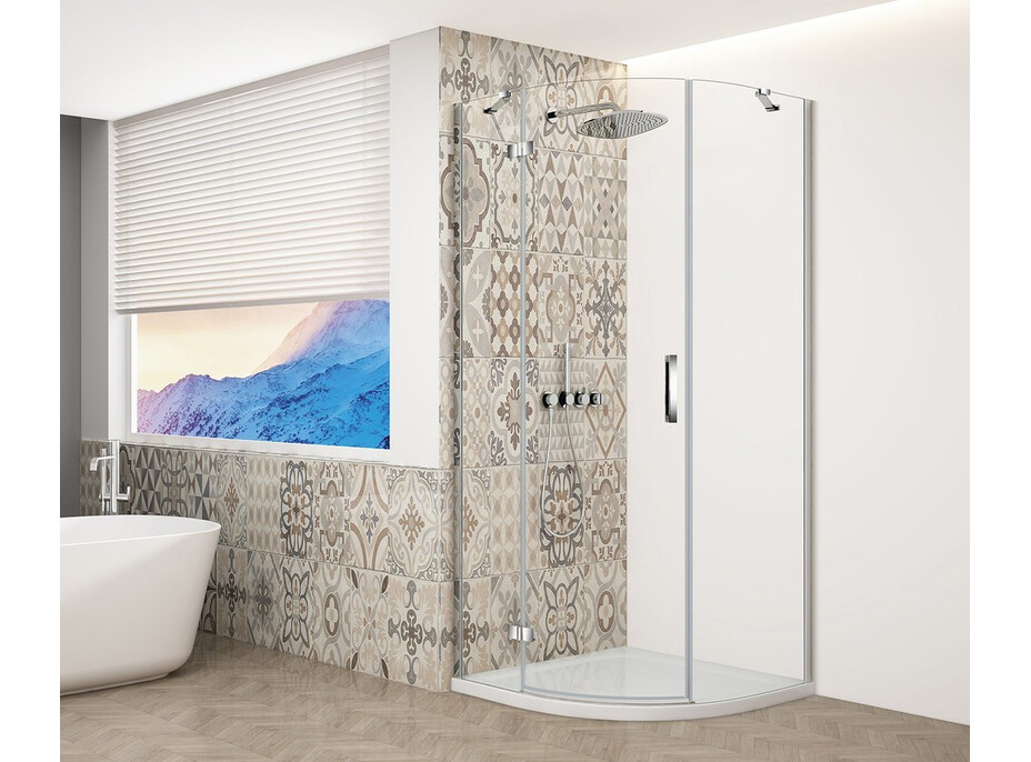 Gelco TRINITY CHROME čtvrtkruhový sprchový kout 900x900mm, čiré sklo, levé GT6590CL-CH
