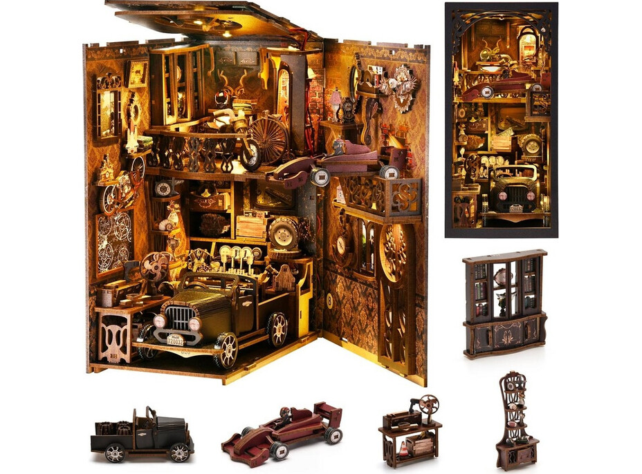 2Kids Toys 3D skládačka Zarážka na knihy Miniatura domečku Vintage auta