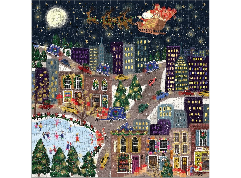 Galison Fóliové puzzle Joy Laforme Vánoční městečko Presentville 500 dílků