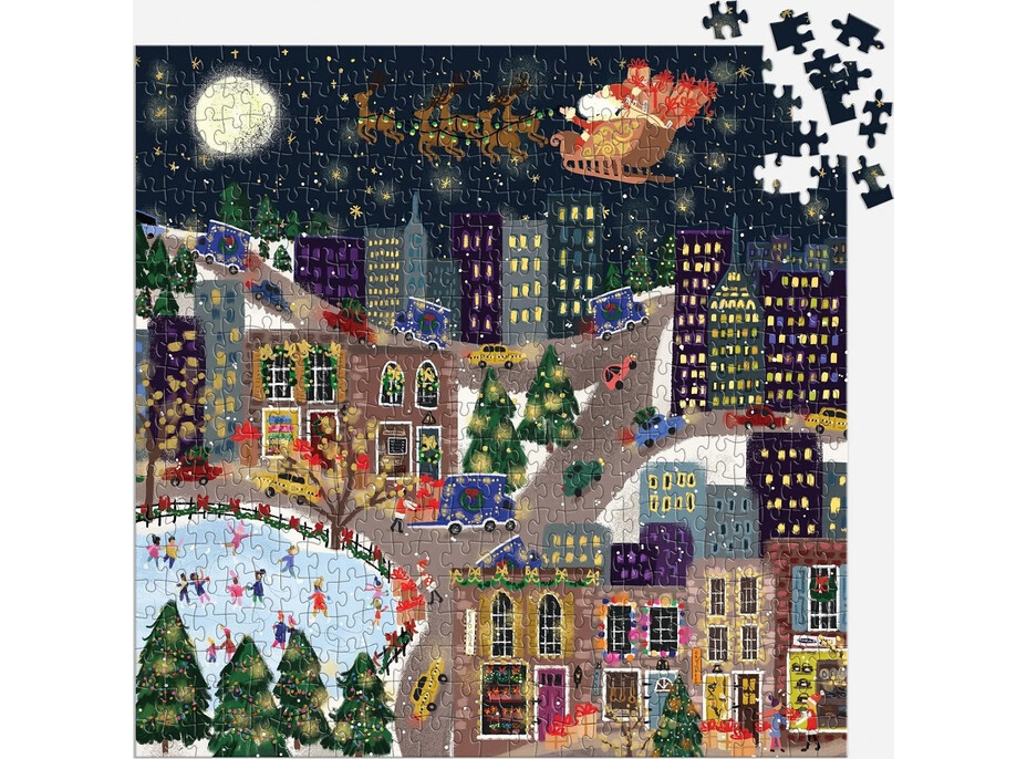 Galison Fóliové puzzle Joy Laforme Vánoční městečko Presentville 500 dílků