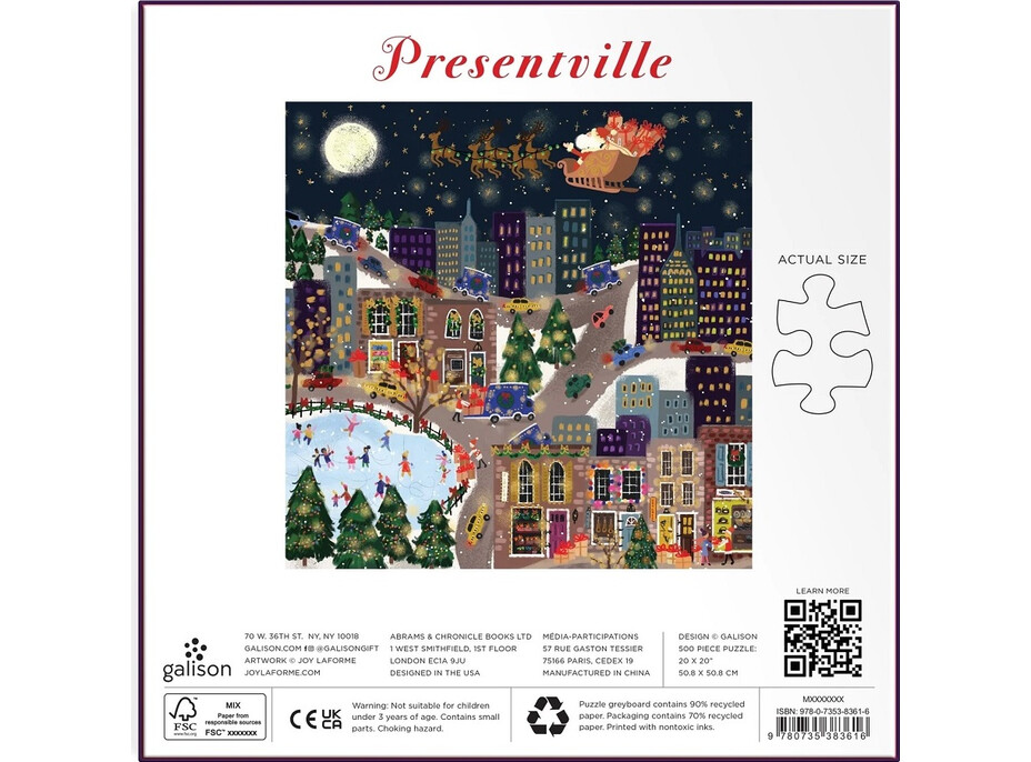 Galison Fóliové puzzle Joy Laforme Vánoční městečko Presentville 500 dílků