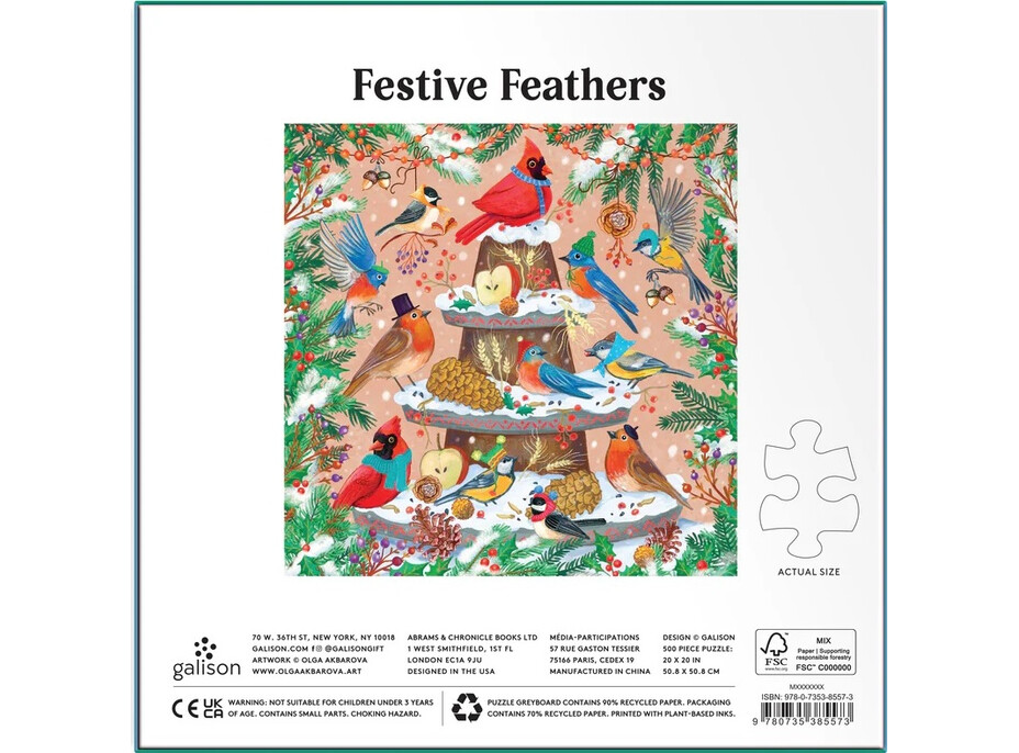 Galison Fóliové puzzle Zimní ptáci 500 dílků