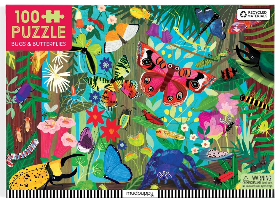 Mudpuppy Puzzle Motýli a hmyz 100 dílků